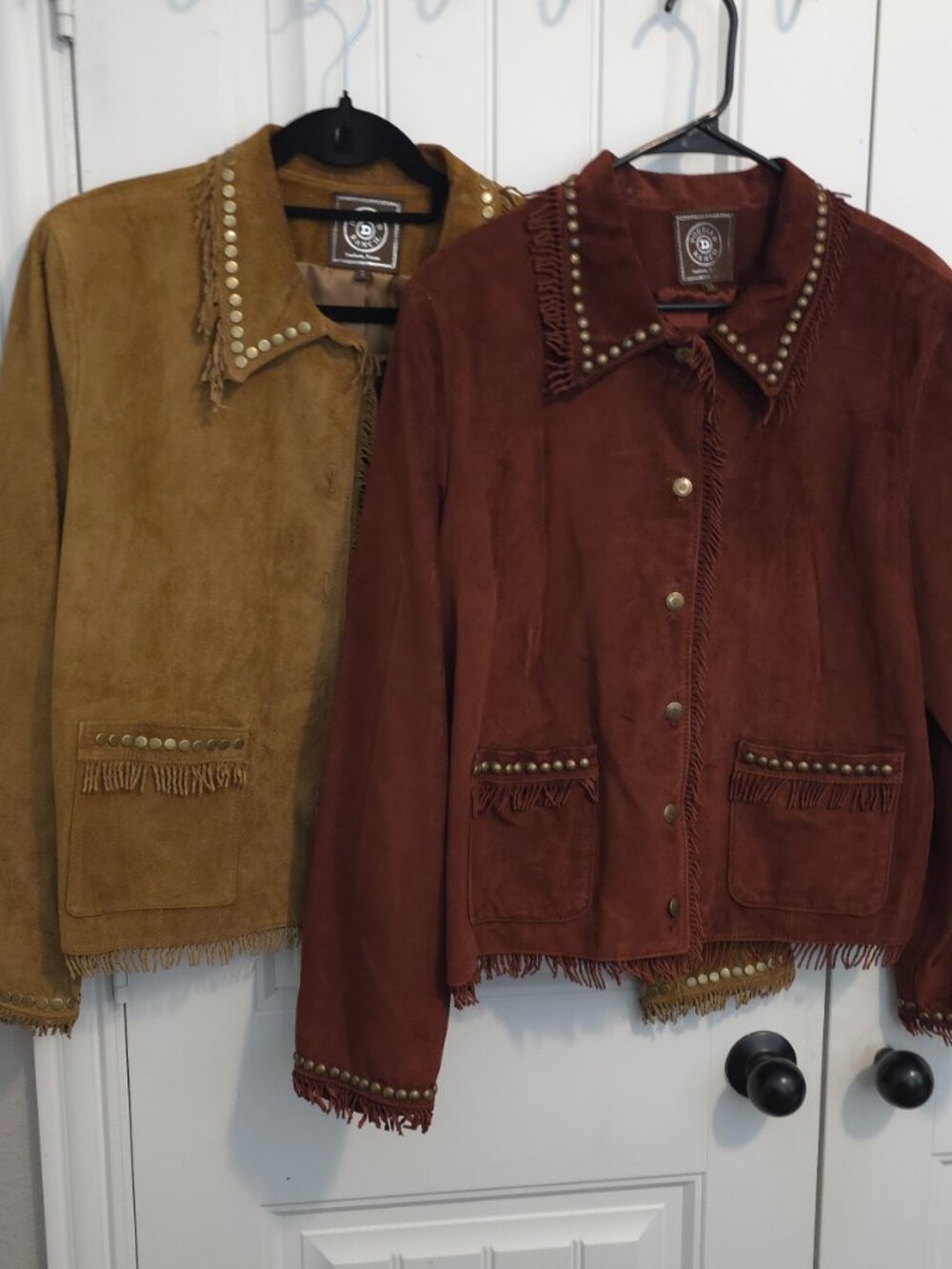 Double D Ranch Burgandy Brown Fringe Suede Leather Jacket - Woman's Size L - Picture 12 of 12